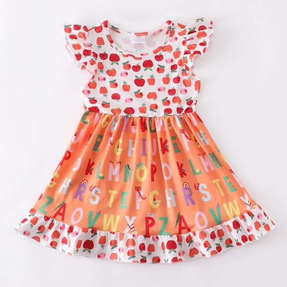 Boutique Back to School Apple ABC Alphabet Sleeveless Girls Dress - Picture 4 of 5